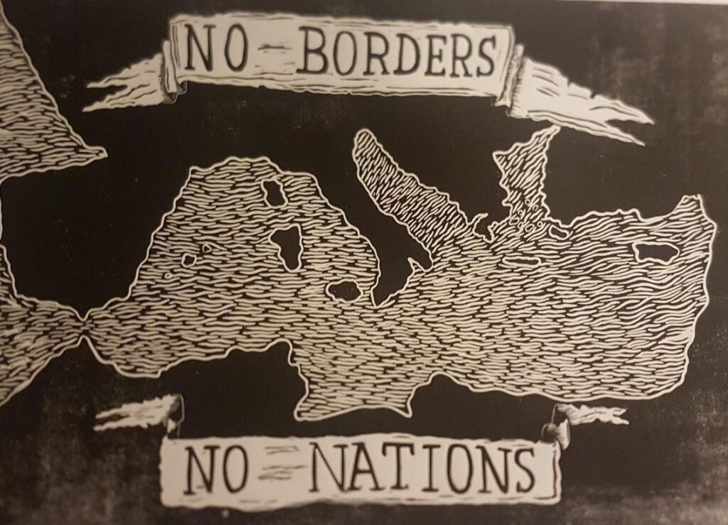 No Borders No Nations - Artist: @linocutandprint